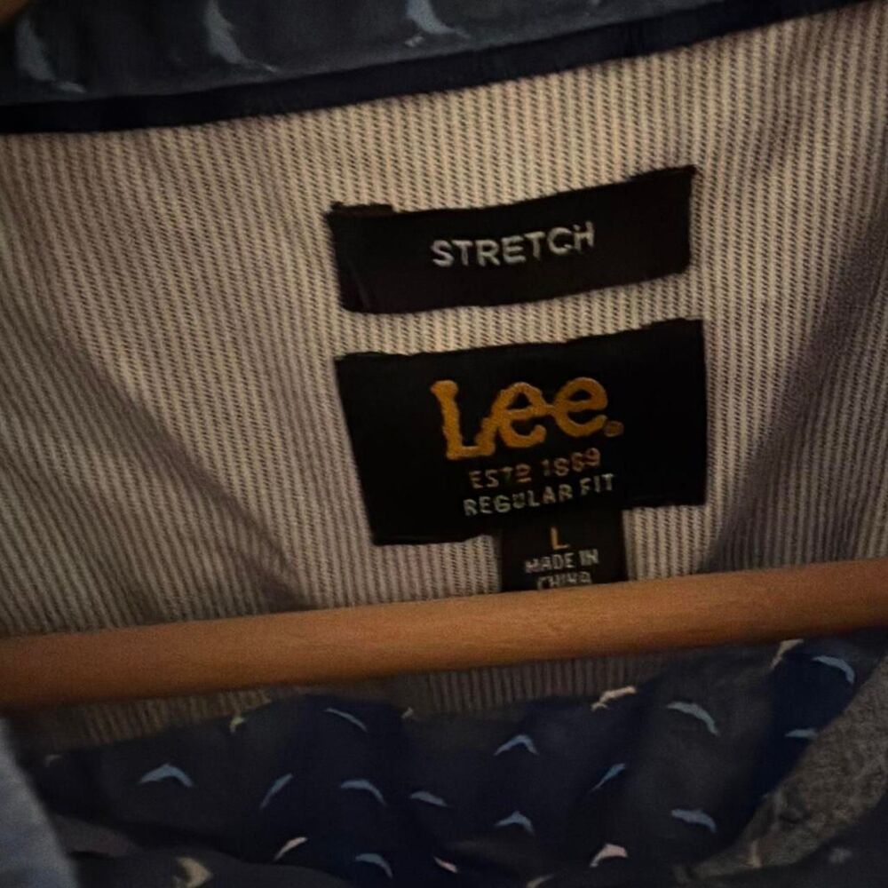 Lee Stretch Blue Printed Button-Up Shirt Men's Large - Picture 2 of 3